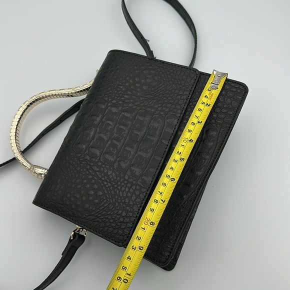 House of Harlow 1960 Croc Embossed Gold Snake Handle Crossbody Bag Like New - Picture 11 of 12